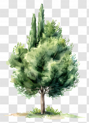 Cypress Tree - Green Watercolor Tree Illustration Transparent PNG