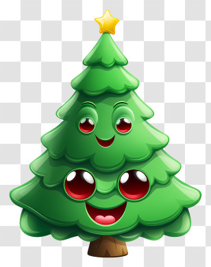 Christmas Tree - Smiling Cartoon Christmas Tree For Holiday Designs Transparent PNG