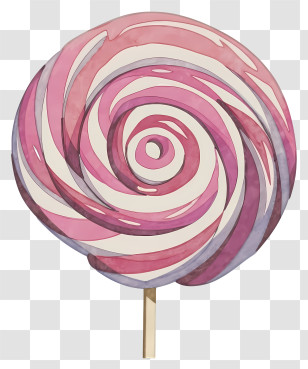 Lollipop - Fun Pink And White Striped Lollipop Transparent PNG