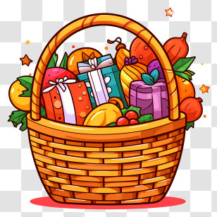 Wicker Basket - Festive Gift Basket Illustration Transparent PNG