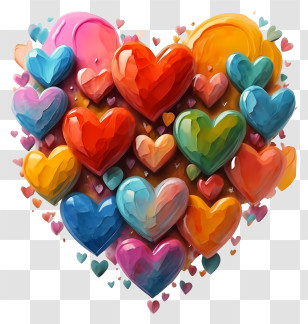 Heart Art - Colorful Heart Shapes Illustration Transparent PNG