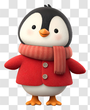 Cute Cartoon Penguin - Cute Penguin In Red Scarf Transparent PNG