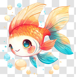 Cute Fish - Cute Cartoon Goldfish Illustration Transparent PNG