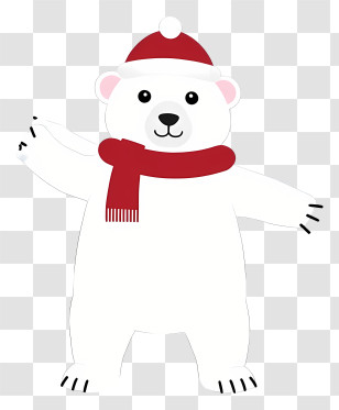 Polar Bear - White Bear With Red Hat Cartoon Transparent PNG