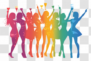 Party Silhouette - Colorful Party Silhouettes Transparent PNG