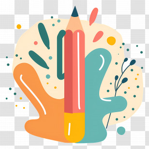 Colored Pencil - Colorful Pencil With Artistic Splashes Transparent PNG