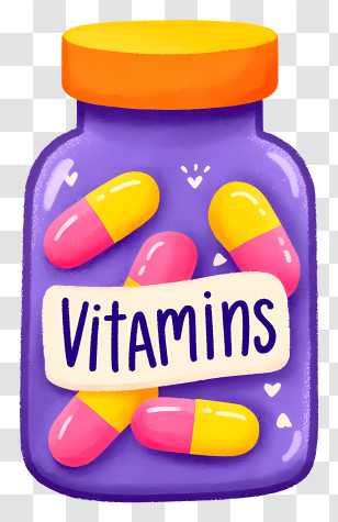Vitamins - Colorful Vitamins Bottle Illustration Transparent PNG