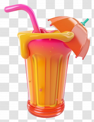 3d Juice - Colorful Summer Drink With Umbrella Transparent PNG