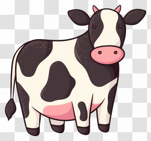 Cute Cow - Cute Cartoon Cow Illustration Transparent PNG