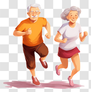 Cartoon Image - Elderly Couple Jogging Together Illustration Transparent PNG