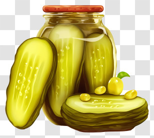 Cartoon Pickles - Jar Of Pickles With Green Slices Transparent PNG