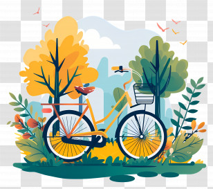 World Bicycle Day - Bicycle In Nature Illustration Transparent PNG