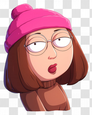 Meg Griffin - Cartoon Of A Girl Wearing A Pink Hat Transparent PNG