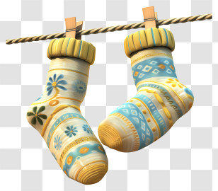 Hanging Socks - Patterned Socks Hanging On A Rope Transparent PNG