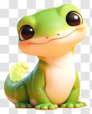 Kawaii Gecko - Adorable Green Cartoon Frog Transparent PNG