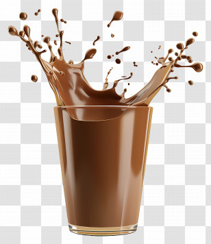 Chocolate Milk - Splashing Chocolate Milk In Glass Transparent PNG