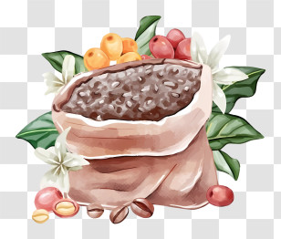 Coffee Beans - Bag Of Coffee Beans With Leaves Transparent PNG