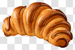Flat French Croissant - Delicious Chocolate Croissant Pastry Transparent PNG
