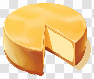 Vintage Cheesecake - Cheese Wheel With A Slice Cut Out Transparent PNG