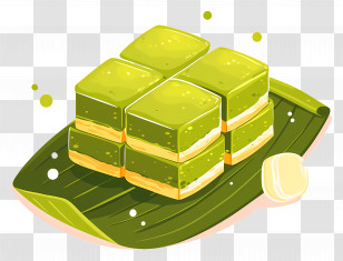 Thai Dessert - Layered Green Dessert On Banana Leaf Plate Transparent PNG