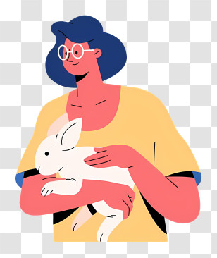 Cartoon Image - Woman Holding A Rabbit Transparent PNG