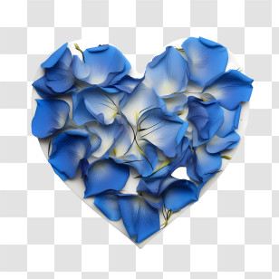Blue Rose Petals - Heart Shape Made Of Blue Flower Petals Transparent PNG