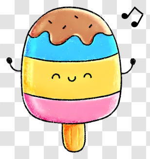 Kawaii Ice Cream Popsicle - Happy Pastel Popsicle With Music Note Transparent PNG