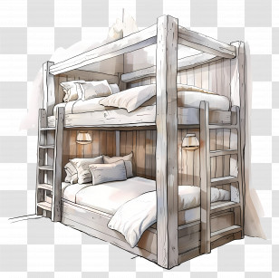 Bunk Beds - Wooden Bunk Bed For Cozy Living Spaces Transparent PNG