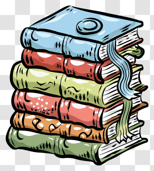 Cartoon - Colorful Stack Of Books Illustration Transparent PNG