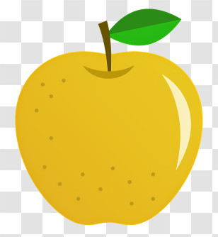 Food - Yellow Apple With Green Leaf Illustration Transparent PNG