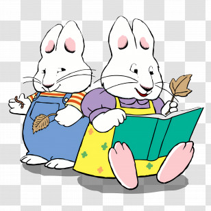 Max Ruby - Rabbits Reading Together Transparent PNG