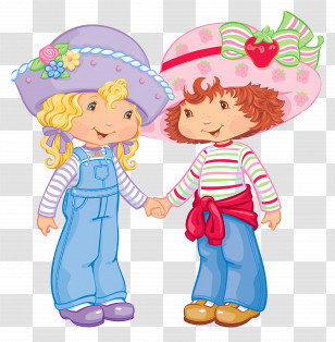 Angel Cake - Cartoon Girls Wearing Colorful Hats Transparent PNG