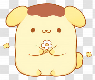 Pompompurin - Cute Dog Holding A Flower In Cartoon Style Transparent PNG