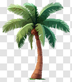 Flat Coconut Tree - Curved Palm Tree Illustration Transparent PNG