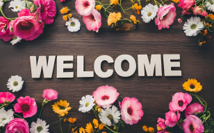 Welcome - Floral Welcome Sign With Colorful Flowers Transparent PNG