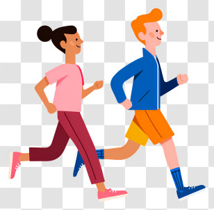 Couple Jogging Side By Side - Walking Couple In Flat Style Transparent PNG
