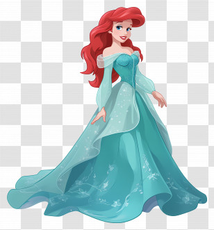 Princess Ariel - Beautiful Mermaid Princess In Blue Dress Transparent PNG