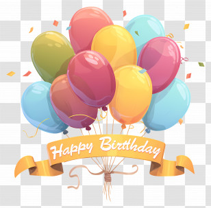 Birthday Balloon - Colorful Birthday Balloons With Festive Banner Transparent PNG