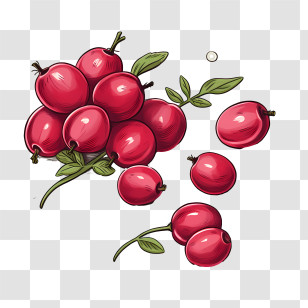Cranberries - Red Berries Illustration With Vibrant Details Transparent PNG