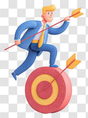 Businessman Setting Personal Goal - Businessman On Target With Arrow Transparent PNG