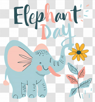 World Elephant Day - Cute Cartoon Elephant Day Celebration Design Transparent PNG