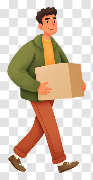 Man Carrying Cardboard Box - Man Carrying Box Illustration Transparent PNG