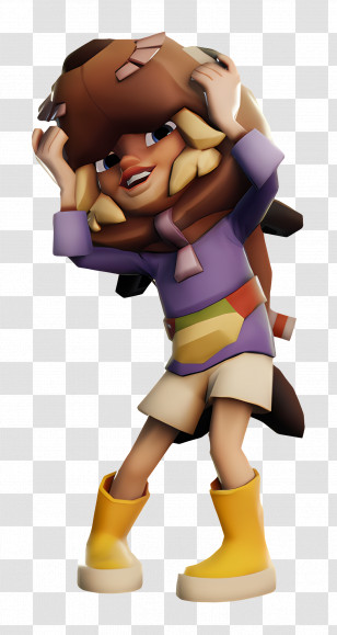 Subway Surfers - Cartoon Character With Animal Hat And Boots Transparent PNG