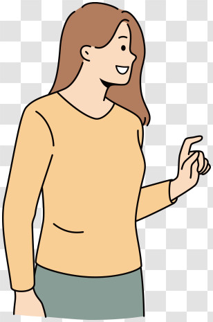 Woman - Cartoon Illustration Of A Smiling Woman Transparent PNG