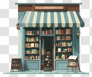 Bookstore - Charming Bookstore Exterior With Open Door Transparent PNG