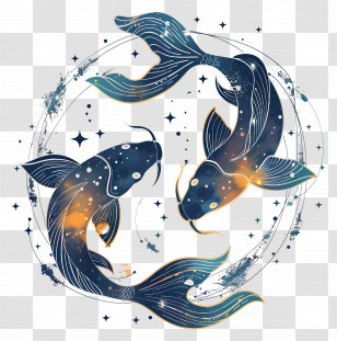 Aquarius - Pisces Zodiac Symbol Illustration Transparent PNG