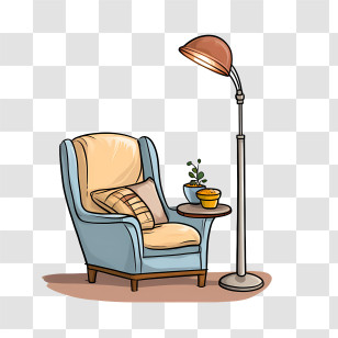Couch And Lamp - Cozy Armchair And Lamp Setup Transparent PNG