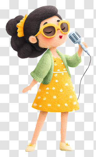 Woman Singing Karaoke - Stylish Girl Singing With Microphone Transparent PNG