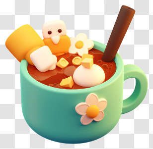 Cute Hot Cocoa Mug - Cozy Hot Chocolate With Marshmallows Transparent PNG