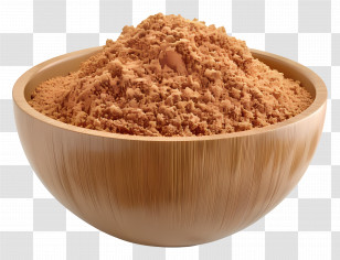 Masala Powder - Wooden Bowl With Brown Powder Transparent PNG
